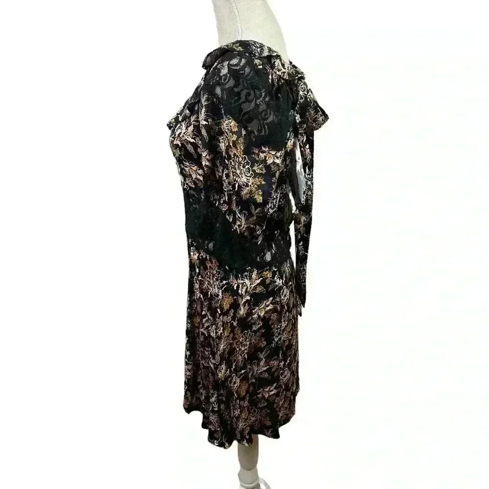 Free People Lucie Mini Dress in Black Combo With Lace Detail Size 8 - Picture 4 of 16